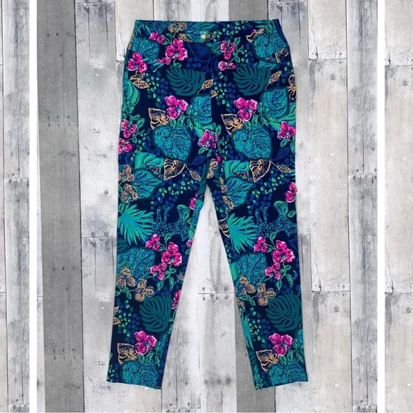 Lilly Pulitzer Vibrant Blue and Pink Cropped Corso Pants - Picture 2 of 10